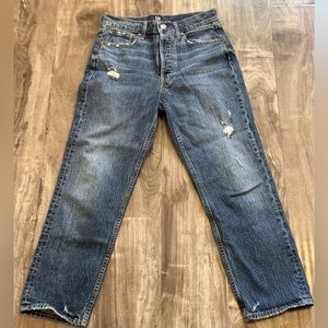 GAP Dark Blue Denim High Waist Straight Leg Jeans